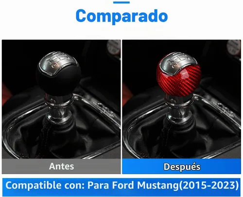 Vista 4 de AIRSPEED Para Mustang - Cubierta de la perilla de la palanca de cambios de fibra de carbono, accesorios interiores, calcomanía para Ford Mustang