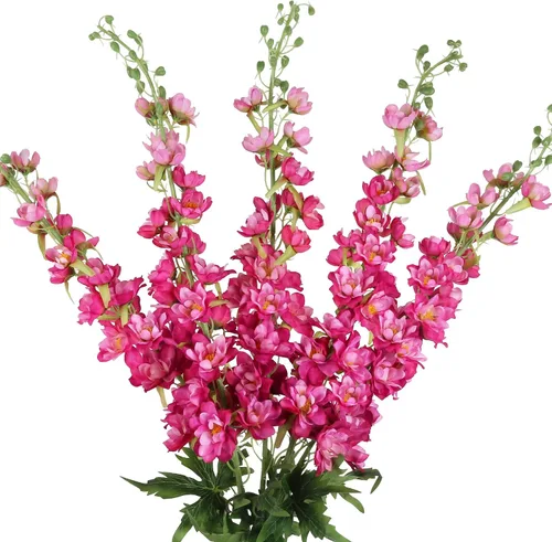 Vista 12 de IPOPU Flores Falsas Delphinium de 33.5 pulgadas, Flores Artificiales de Seda, 6 Piezas Azul Claro Larkspur Flores Artificiales de Tallo Largo