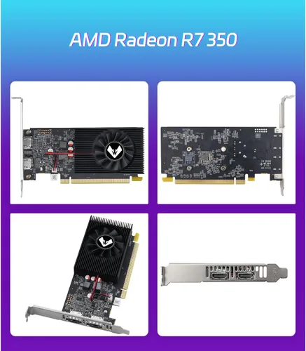 Vista 2 de MOUGOL Tarjeta gráfica AMD Radeon R7 350 4GB GDDR3 de perfil bajo, 2