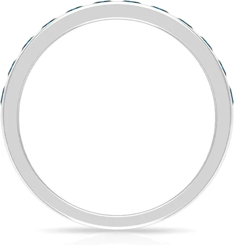 Vista 14 de Anillo de media eternidad con topacio azul londinense certificado para mujer, calidad AAA, anillo de piedra natal de diciembre, listo para regalar