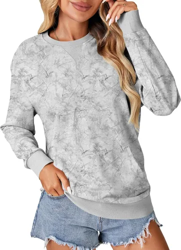 Vista 9 de OPOIPIN Suéter con bolsillo de manga larga y cuello redondo para mujer, estilo casual