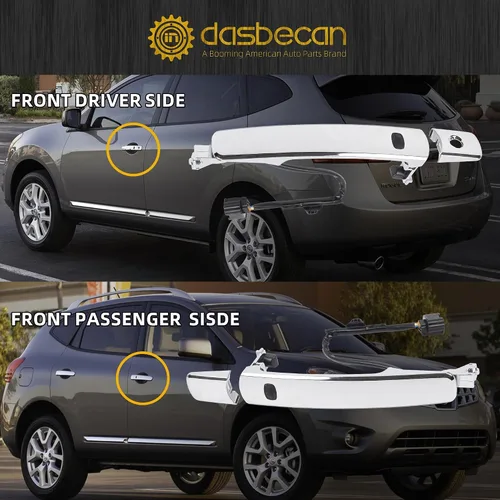 Vista 6 de Dasbecan 2 piezas de manija de puerta delantera exterior inteligente de entrada sin llave cromada compatible con Nissan Rogue 2010-2013, lado