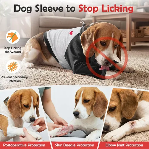 Vista 4 de SlowTon Traje de recuperación para perros – Protector de codo acolchado, manga de pierna de perro para dejar de lamer y proteger heridas después