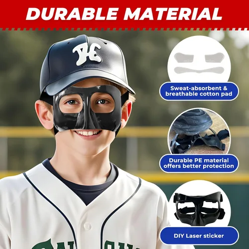 Vista 5 de WR01A Kids Nose Guard for Broken Nose Girls Boys Adjustable Basketball Soccer Sports Face Mask with Foam Padding and Stickers for Youth Teens