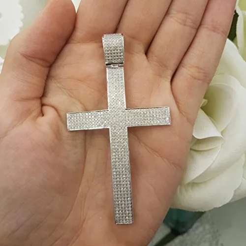 Vista 4 de Dazzlingrock Collection - Collar con colgante de cruz religiosa de 2 quilates (cadena de plata incluida)