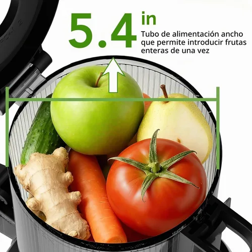 Vista 2 de Exprimidor de prensa en frío exprimidor lento con base de acero inoxidable, canal de alimentación de 5.4 pulgadas de ancho, máquinas exprimidoras