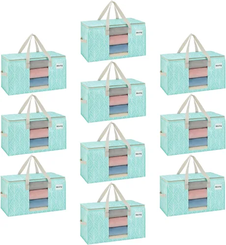 Vista 17 de VENO Paquete de 4 bolsas de mudanza resistentes, bolsas de almacenamiento de ropa y edredón con ventana transparente, suministros de embalaje