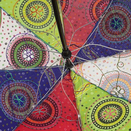 Vista 5 de Marubhumi Paraguas de diseño indio hecho a mano de algodón multicolor multicolor bordado Boho paraguas sombrilla (5 unids)