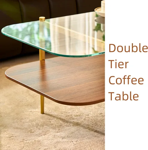 Vista 13 de Saint Mossi - Mesa de café moderna para sala de estar, mesa de café redonda de mediados de siglo, mesa central de 2 niveles para espacios pequeños