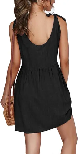 Vista 2 de CNJFJ - Vestido de verano para mujer, con tirantes y cuello redondo