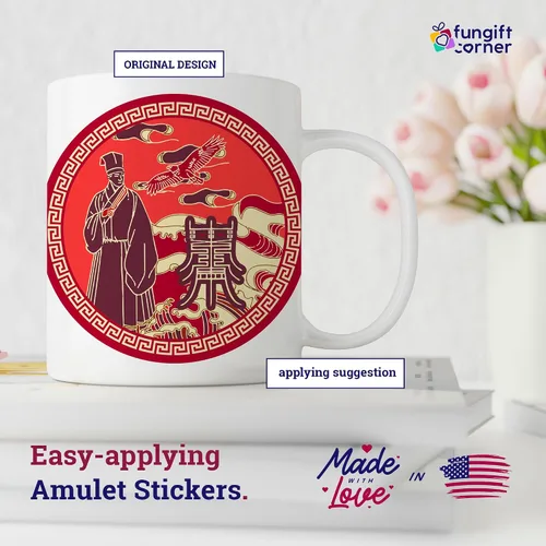 Vista 2 de Académico con amuleto de águila Feng Shui, símbolo de Feng Shui para grandes honores y distinción, juego de 5 calcomanías decorativas, 4.3 pulgadas