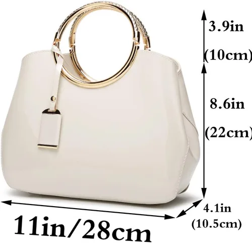 Vista 2 de Rullar Bolso elegante de las mujeres y bolso de la manija superior del bolso de la manija de la bolsa de cuero de patente de la totalizador