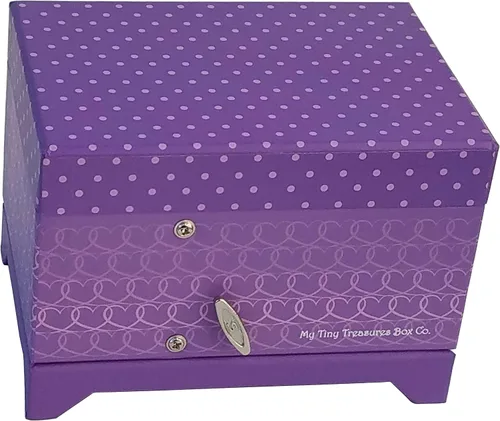 Vista 4 de Caja de música morada de bailarina con corazones