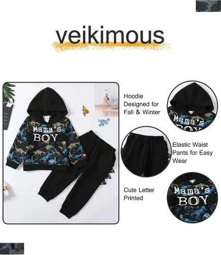 Vista 4 de Conjunto de 2 piezas de ropa de manga larga de algodón para niño y niño sudadera de camuflaje