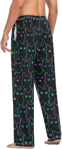 Vista 6 de Pantalones de pijama de cuadros blancos y negros para hombre, pantalones de descanso separados suaves para hombres