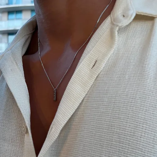 Vista 7 de Collar para hombre Collar con colgante en L Unisize L cadena de acero inoxidable para hombres y mujeres, collares geniales, cadena alternativa