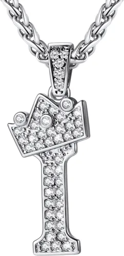 Vista 17 de U7 Crown Initial Number Necklace for Men Women A-Z Letter Pendant Chain a. Oro