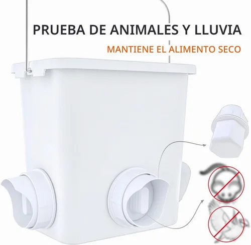 Vista 4 de Alimentador de pollo automático grande y Waterer Set Colgando Pollo Alimentador de agua de aves de corral Cubo de alimentación