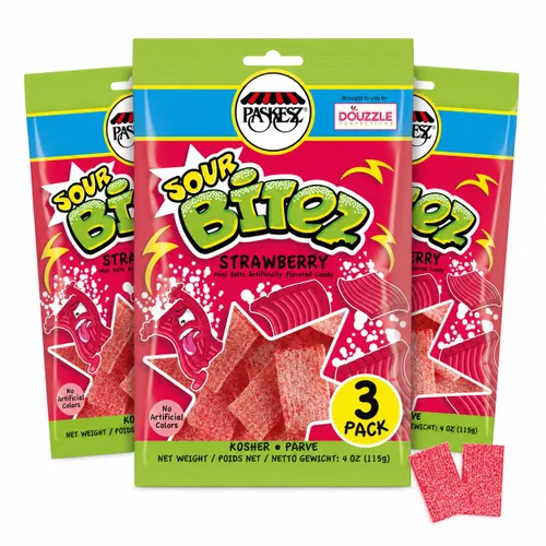 Vista 10 de DOUzzle Kosher, Fiddlestix - Caramelo de regaliz masticable Oh-So-Strawberry (4.4 onzas, 3 unidades) sin sabores ni colores artificiales, sin OMG