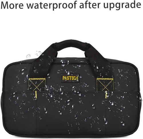 Vista 4 de FASTECH Bolsa de herramientas resistente de 14 pulgadas, bolsa de herramientas de boca ancha, bolsa organizadora de herramientas impermeable, bolsa