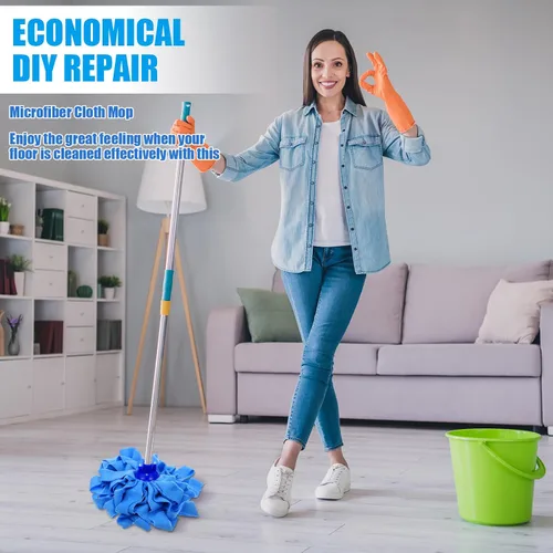 Vista 2 de Yaomiao 12 cabezales de microfibra de repuesto para mango de 0.8 de diámetro, limpieza de pisos, paño de algodón húmedo y seco, repuestos