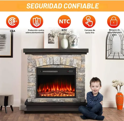 Vista 5 de BOSSIN Chimenea eléctrica de 36 pulgadas con repisa, inserto de chimenea eléctrica de 23 pulgadas, soporte de TV independiente con temporizador