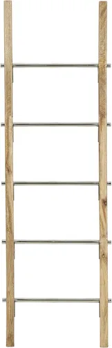 Vista 7 de Deco 79 Escalera rectangular de madera contemporánea, 19 x 2 x 59 pulgadas, marrón