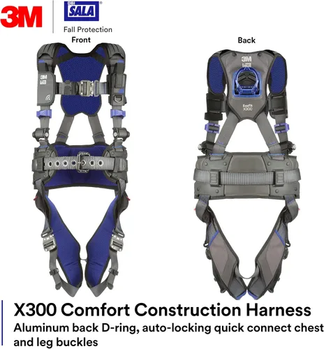 Vista 2 de 3M 1403070 DBI-SALA ExoFit X300 Arnés de seguridad de construcción cómodo, protección contra caídas, OSHA, ANSI, anillo en D trasero de aluminio