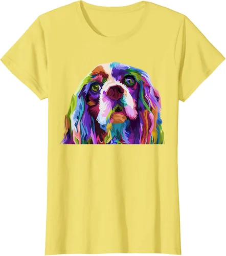 Vista 24 de Camiseta con diseño de Cocker Spaniel de arte pop para dueños de perros, Negro, S
