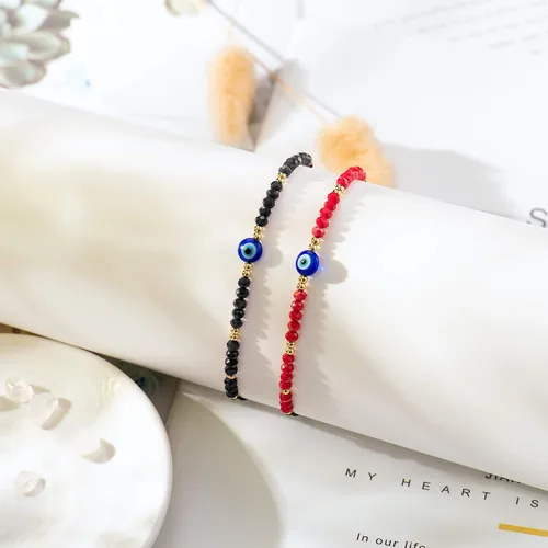 Vista 2 de Tarsus Delicadas pulseras de cuentas de mal de ojo ajustable amuleto de cuerda para mujeres y hombres