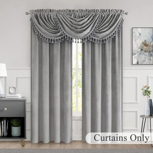 Vista 8 de WEST LAKE Cortinas opacas de invierno de terciopelo gris para oscurecer la habitación, cortinas de lujo súper suaves para dormitorio, bolsillo