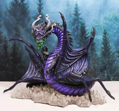 Vista 9 de Ebros Gift Fantasía Mitos y Leyendas Koss Earth Elemental Púrpura oscuro Luz de luna Araña Aracnafaria Dragón en suelo de cristal Figura Edad