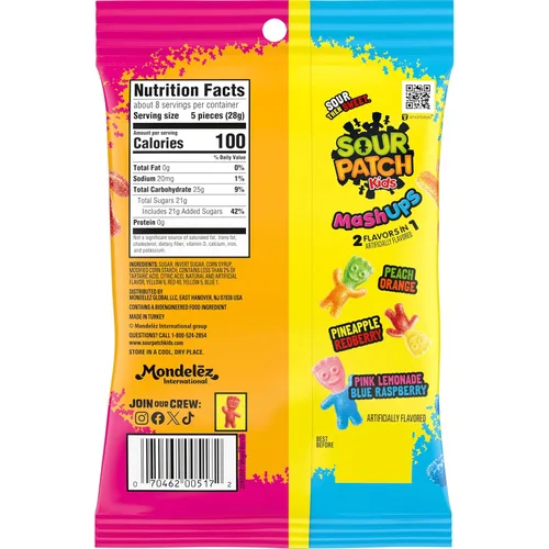Vista 3 de SOUR PATCH KIDS Heads - 2 sabores en 1 caramelo suave y masticable, bolsas de 12 - 8 onzas