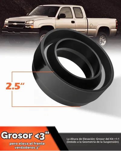 Vista 5 de dynofit Kit de elevación de nivelación de 3 pulgadas compatible con Chevy Silverado 1500 GMC Sierra 1500 2WD de 1999-2006, espaciador de puntal