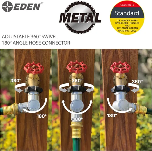 Vista 4 de Eden 20051 Conector giratorio metálico ajustable de 180° y 360°