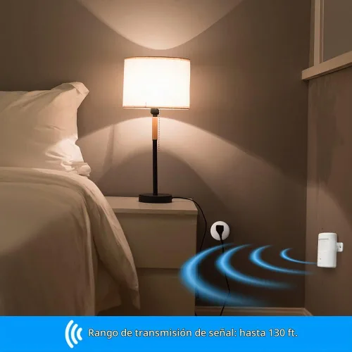 Vista 5 de Control de luz activado por movimiento enchufable mejorado, juego de detector de movimiento inalámbrico y enchufe Souphran, sin cableado, rango