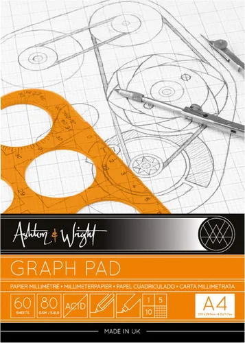 Vista 4 de Ashton and Wright - A4 Gris - Cuadrícula Gráfica - Papel de 2.82 oz/m² - 60 hojas - Paquete de 2