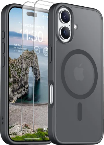 Vista 277 de SPIDERCASE Funda magnética translúcida diseñada para iPhone 11, con 2 protectores de pantalla de vidrio templado, antihuellas, para iPhone 11 de 6.1