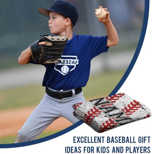 Vista 3 de TEEMAN Manta de béisbol personalizada para niño, regalos de noche de béisbol para adultos mayores 2024, manta de bandera estadounidense, regalos
