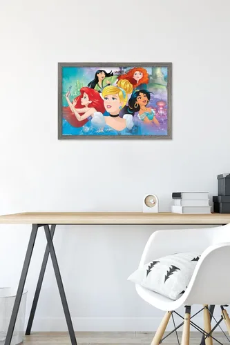 Vista 6 de Trends International Disney Princess - Póster de pared de Gaze, 14.72 x 22.37 pulgadas, versión enmarcada de madera de granero