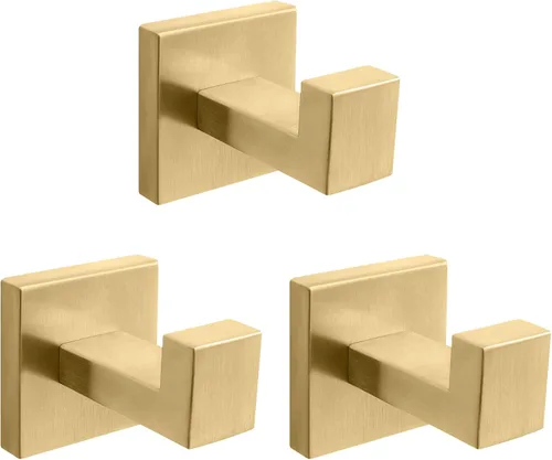 Vista 17 de NearMoon Ganchos cuadrados para toallas de baño -SUS304 de acero inoxidable para colgar batas, ganchos resistentes para baño, sala de estar, hotel