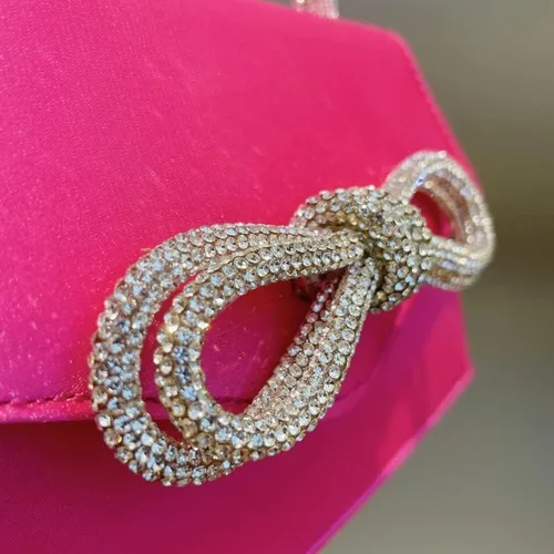Vista 6 de AFB Bolsos de mano de noche con diamantes de imitación para mujer, con lazo de satén, bolso cruzado para fiesta, boda, baile de graduación