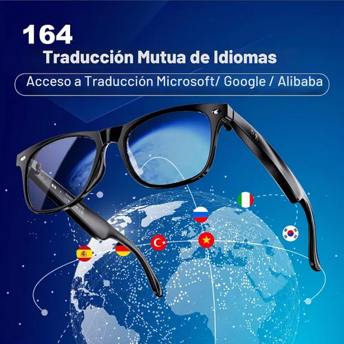 Vista 2 de Gafas inteligentes AI, gafas de traducción con GPT de chat y 164 idiomas