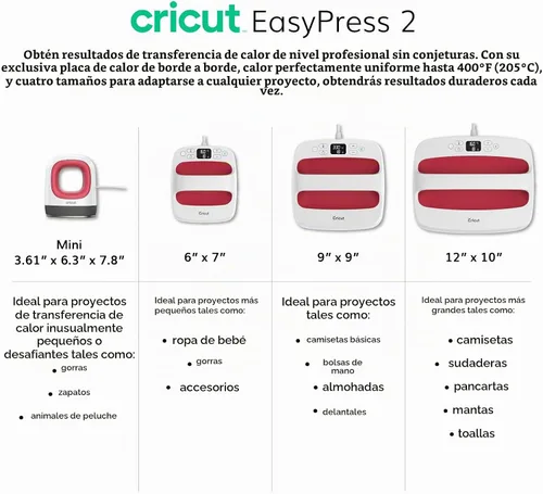 Vista 7 de Cricut - Plancha EasyPress 2 Mint Traslados para camisas, bolsos, ropa de bebé y decoración, diseño fácil de usar