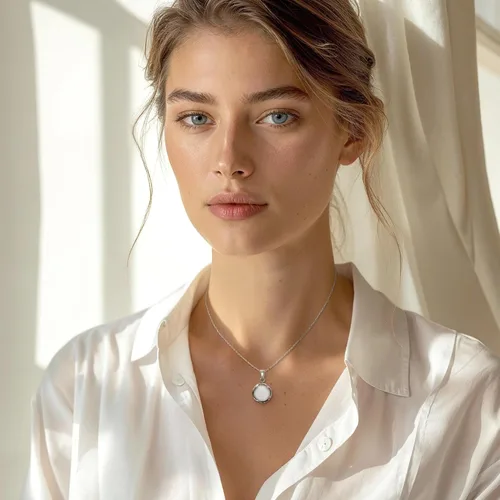 Vista 34 de 925 Sterling Silver Gemstone Necklace Women - Gemstone Pendant Necklace Silver- Birthstone Necklace - Silver Jewelry for Women- Minimalist Jewelry