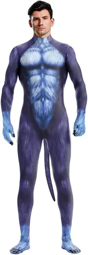 Vista 2 de Cosplay Zentai Body impreso en 3D animal para hombre, fiesta de Halloween, traje de cuerpo completo