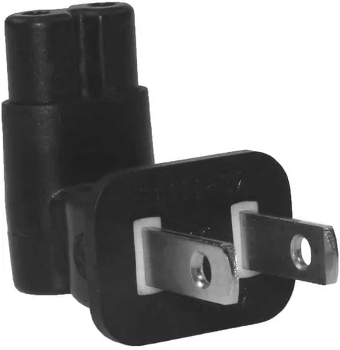 Vista 4 de SF Cable, Adaptador de enchufe de ángulo recto de 2 puntas, receptáculo IEC 60320-C7 de los E.E.U.U. a NEMA 1-15P