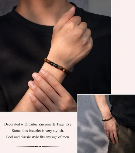 Vista 2 de UNGENT THEM Pulsera ajustable para hombre, aniversario, cumpleaños, Navidad, graduación, regalo para él, hombre, niños