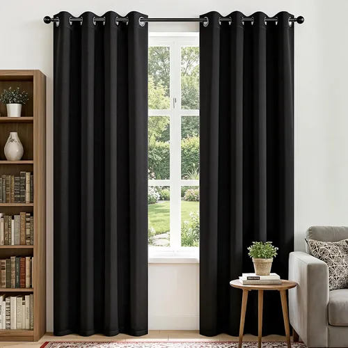 Vista 120 de Joydeco - Juego de 2 paneles de cortinas opacas de 63 pulgadas, 2 cortinas largas con aislamiento térmico burg, cortinas de oscurecimiento