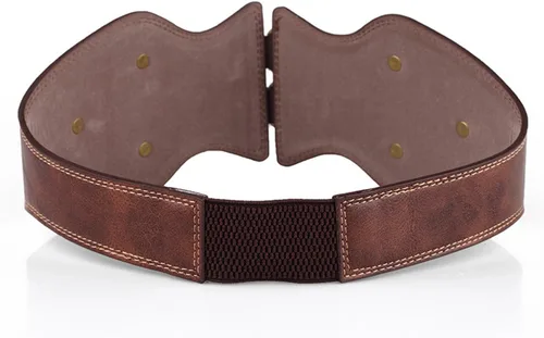 Vista 2 de GABERLY Cinturón de cuero marrón Steampunk gótico vintage para mujer